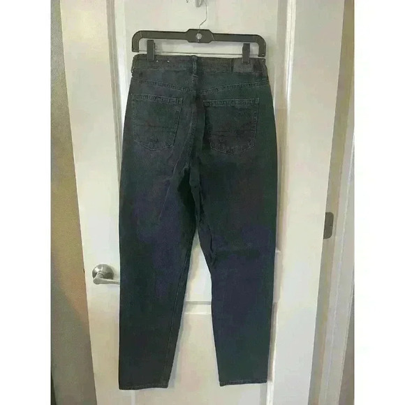 American Eagle Womens Jeans Black Size 4 Xlong Mom Straight Jean distressed - Picture 2 of 6